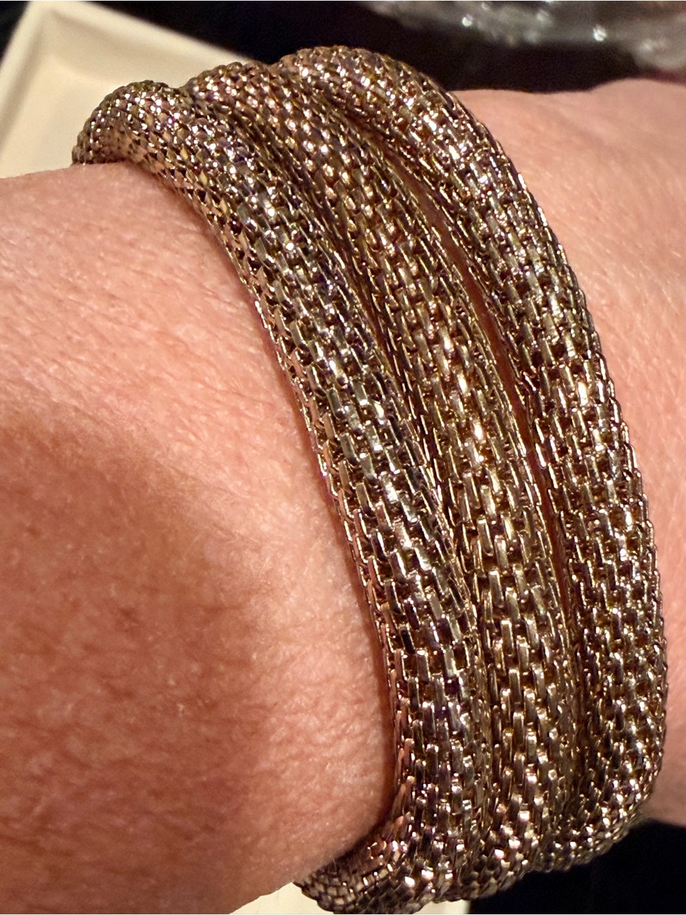 Elegant set of 3 vintage Gold-Tone Multi-Strand Mesh Bracelets